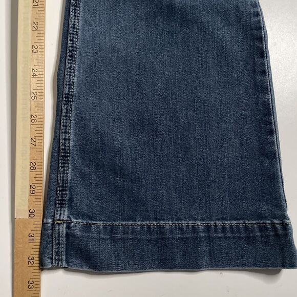 Free People 27 Jeans Flare Bell Bottom Flap Pocket Sailor Denim Missing Button - Picture 7 of 10